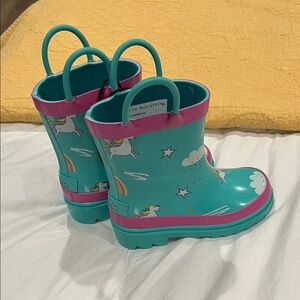 Blue Mountain Kids Unicorn Rain Boots - Teal and Pink new with tags